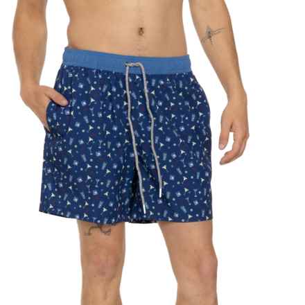 Rainforest Cocktail AOP Volley Swim Shorts in Navy