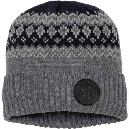 Rainforest Icelandic Knit Beanie - Fleece Lined in Navy/Gray/Black