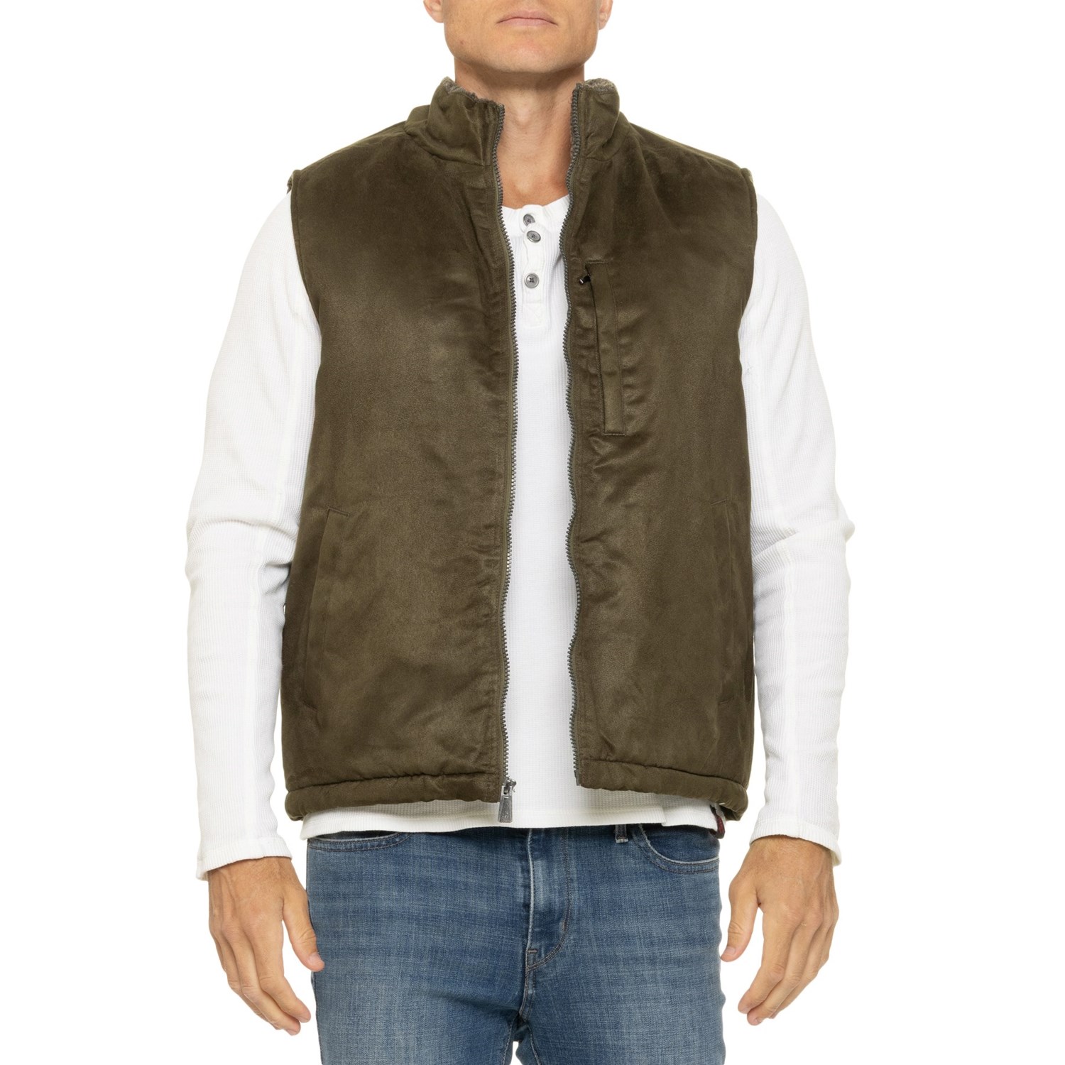 (取寄) レインフォレスト トレッカー ベスト - シェルパ ライン Rainforest Micro-Suede Trekker Vest - Sherpa Lined  Timber Rainforest Micro-Suede Trekker Vest - Sherpa Lined - Save 56%