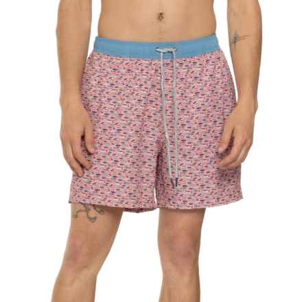 Rainforest Tuna AOP Volley Swim Shorts - Built-In Brief in Coral