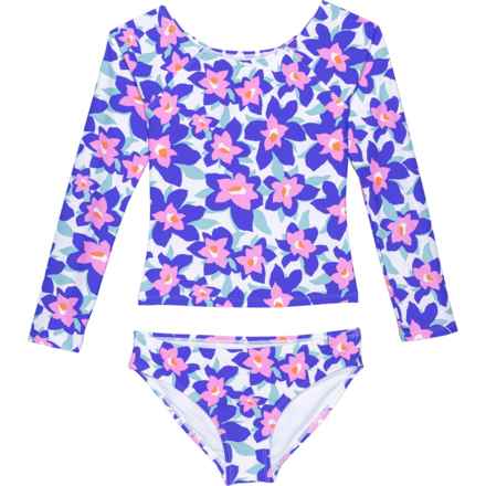 Raisins Big Girls Honey Rash Guard and Bikini Bottoms Set - UPF 50, Long Sleeve in Multi
