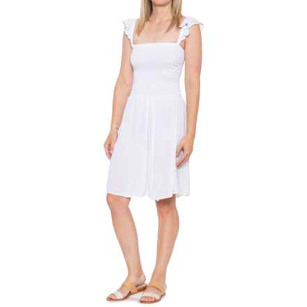 Raisins Tropical Cover-Up Dress - Short Sleeves in White