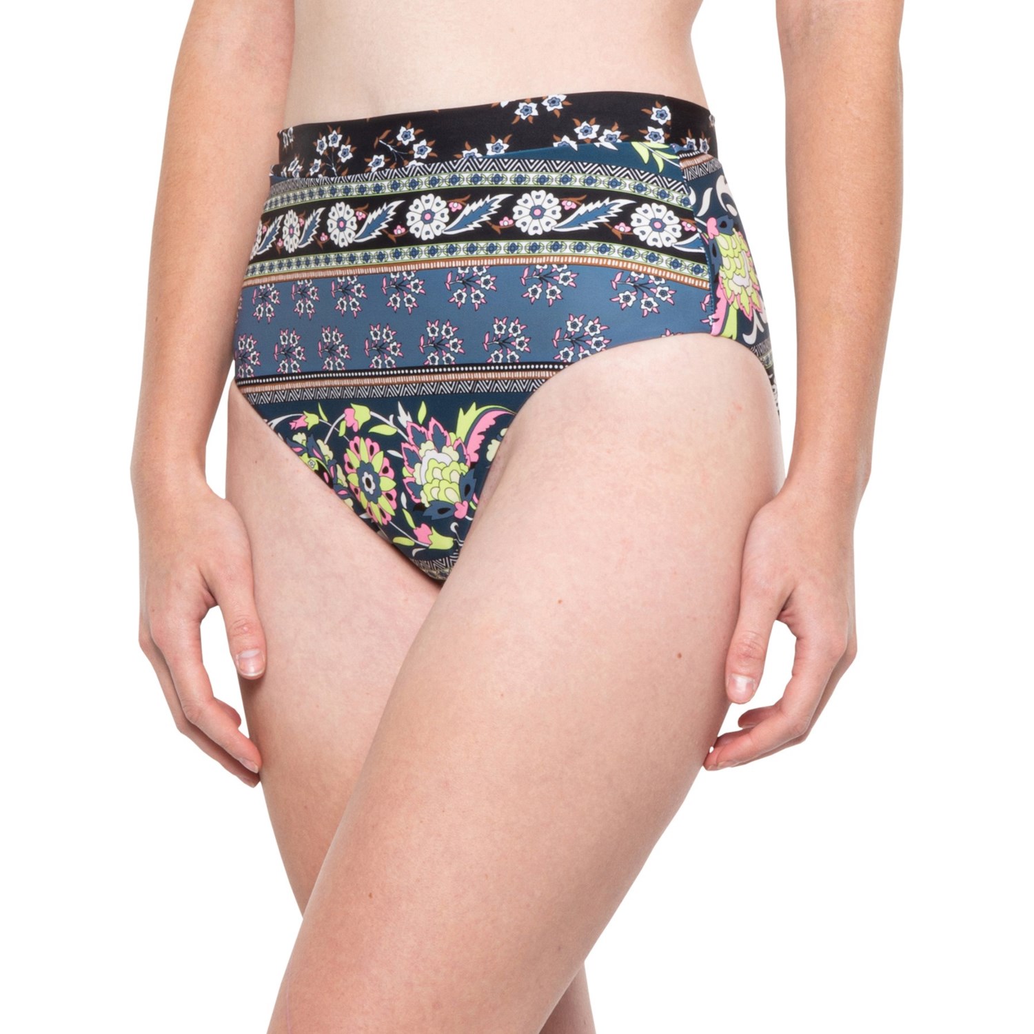 navy high waisted swim bottoms