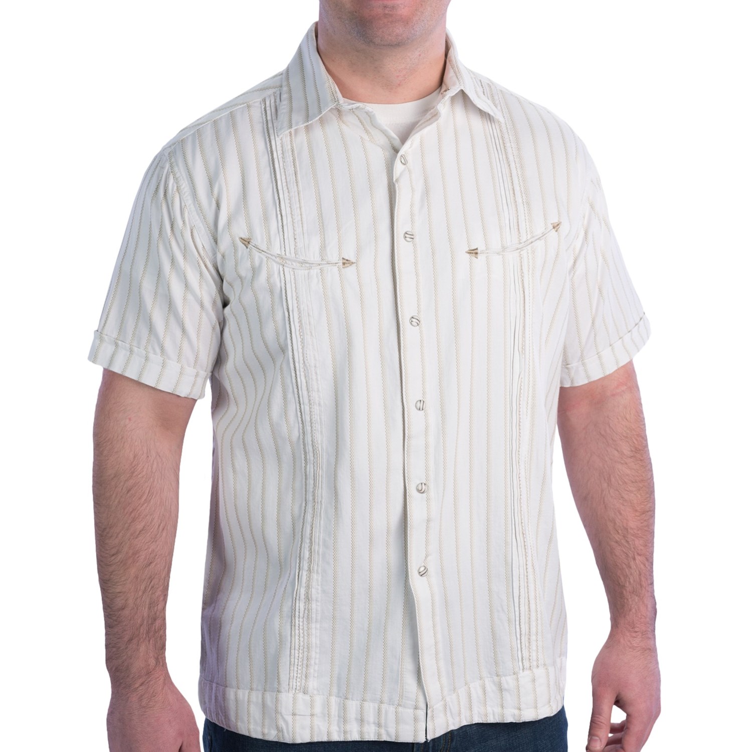 Rancho Estancia Tick Stripe Shirt - Snap Front, Short Sleeve (For Men ...