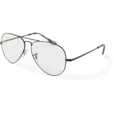 Ray-Ban Made in Italy Aviator Metal II RB3689 (056597377478) Glasses - Blue Light-Blocking Lenses (For Men and Women) in Black/Clear Blue Light Filter