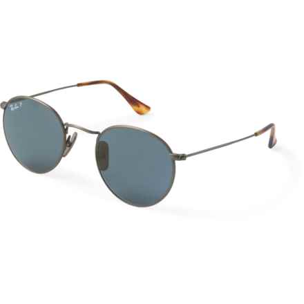 Ray-Ban Round Titanium RB8247 (00200143667119) Sunglasses - Polarized Crystal Glass Lenses (For Men and Women) in Polar Blue Mirror Gold