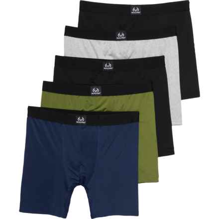 Realtree Essential Stretch-Performance Boxer Briefs - 5-Pack in Black/Grey/Green/Navy