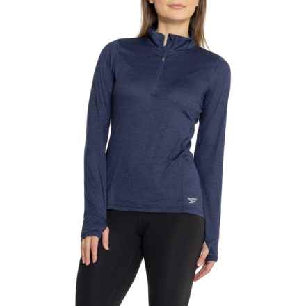 Reebok All Around Shirt - Zip Neck, Long Sleeve in Maritime Blue Heather