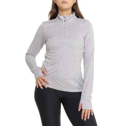 Reebok All Around Shirt - Zip Neck, Long Sleeve in Silver Sconce Heather