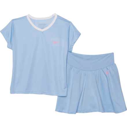 Reebok Big Girls Knit Shirt and Skort Set - Short Sleeve in Powder Blue