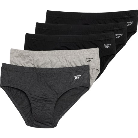 Reebok Essential Comfort Low-Rise Briefs - 5-Pack in Black/Heather Grey/Black/Charcoal Heather/Black