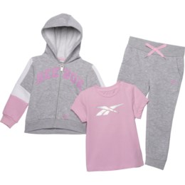 Reebok Infant Girls Fleece Full-Zip Jacket, Joggers and T-Shirt Set