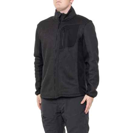 Reebok Heavyweight Sweater-Knit Fleece Jacket in Black Heather/Black