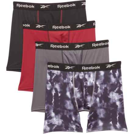 Reebok High-Performance Boxer Briefs - 4-Pack in Black/Tibetan Red/Blackened Pearl/Black Print
