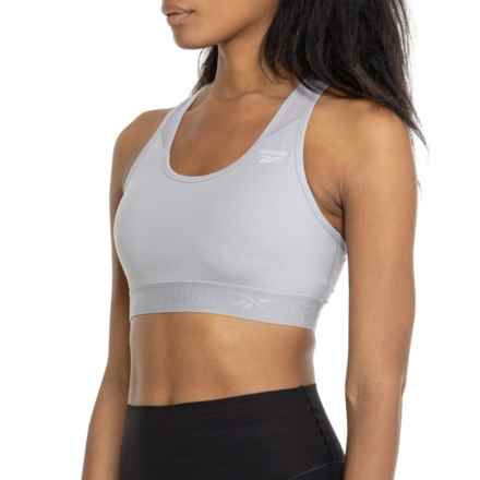 Reebok High Speed Vector Sports Bra - Medium Impact in Grey Heather