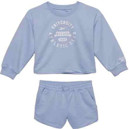 Reebok Infant Girls University Sweatshirt and Shorts Set in Light Blue