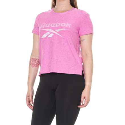 Reebok Lined Lockup Glow T-Shirt - Short Sleeve in Super Pink Heather