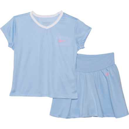 Reebok Little Girls Knit Shirt and Skort Set - Short Sleeve in Powder Blue