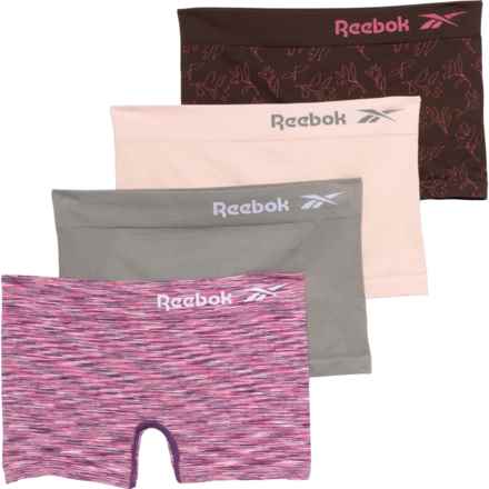 Reebok Printed Panties - 4-Pack, Boy Shorts in Java Jacquard/ Lotus/ Sharkskin/ Pink Lady Spacedy