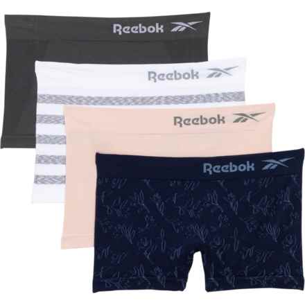 Reebok Printed Seamless Panties - 4-Pack, Boyshort in Evening Blue/Jacquard/Lotus/Blackened Pearl/White