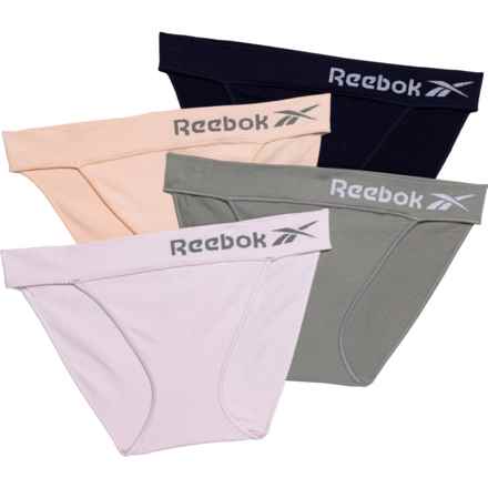 Reebok Ribbed Seamless Hi-Cut Panties - 4-Pack, Bikini in Orchid Hush/ Sharkskin/Lotus/Evening Blue
