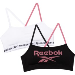 2-Pack Reebok Low Impact Big Girls Seamless Bralette (Black Jacquard/White)