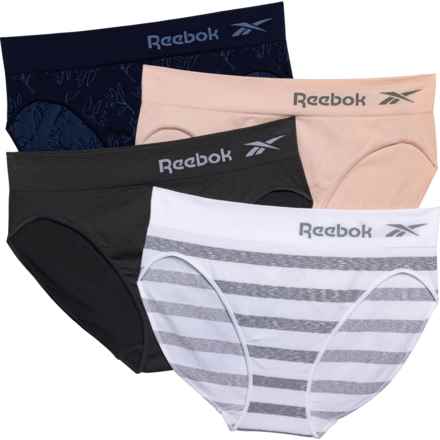 Reebok Seamless High-Cut Panties - 4-Pack, Briefs in Evening Blue Jacquard/Lotus/Blackened Pearl/White