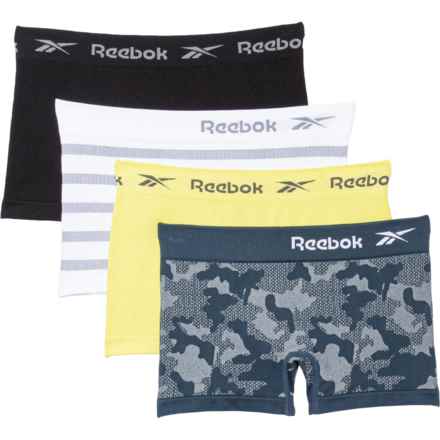Reebok Seamless Panties - 4-Pack, Boy Shorts in Dark Denim Jacquard/Black/ Daiquiri Green/ White S