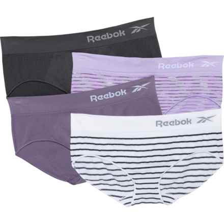 Reebok Seamless Panties - 4-Pack, Hipster in Purple Rose Spacedye Stripe/Cadet/White Melange St