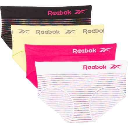 Reebok Seamless Panties - 4-Pack, Hipster in White Stripe/Absinthe Green/Pink/Black Stripe
