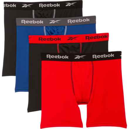 Reebok Stretch-Performance Boxer Briefs - 4-Pack in Black/Sodalite Blue/Black/Chinese Red