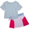 Reebok Todder Girls Tie-Hem Shirt and Mesh Skort - Short Sleeve in Light Blue