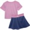 4AMVJ_2 Reebok Todder Girls Tie-Hem Shirt and Mesh Skort - Short Sleeve