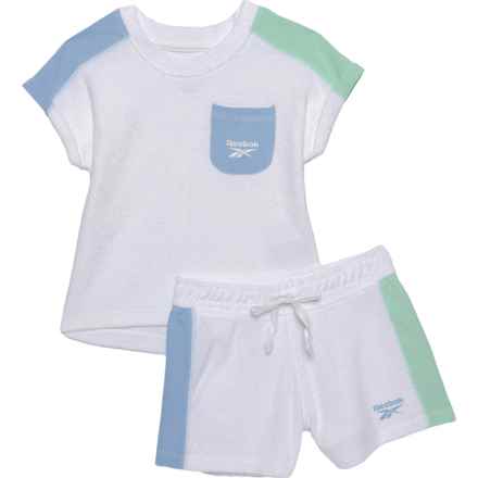 Reebok Toddler Girls French Terry Shirt and Shorts Set - Short Sleeve in Bright White