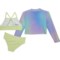 4AMVM_2 Reebok Toddler Girls Ombre Rash Guard, Bikini Top and Bikini Bottoms Swim Set - UPF 50, 3-Piece, Long Sleeve