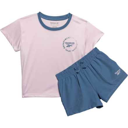 Reebok Toddler Girls Play Shirt and Shorts Set - Short Sleeve in Blue Slate