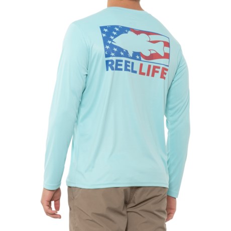 New Reel Life Sun Ray Defender Performance Fishing Shirt Men's Angel Blue UV XL 