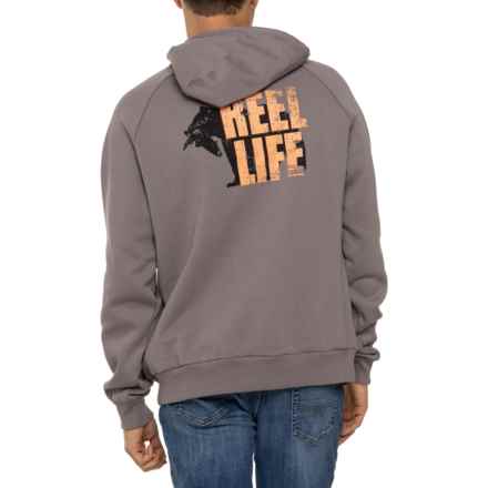 Reel Life Filigree Bears Fish Too Fleece Hoodie in Silver Filigree