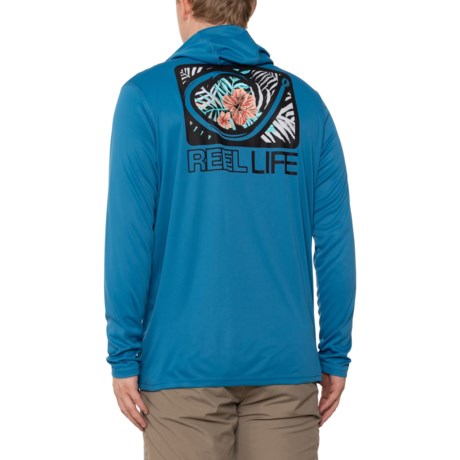 Reel Life Hula Wrecker Hooded Shirt - UPF 50+, Long Sleeve in Seaport