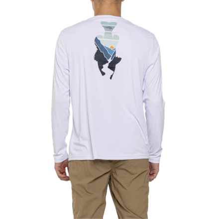 Reel Life Jax Beach Fish Down Mountain River UV Shirt - UPF 50, Long Sleeve in Brilliant White