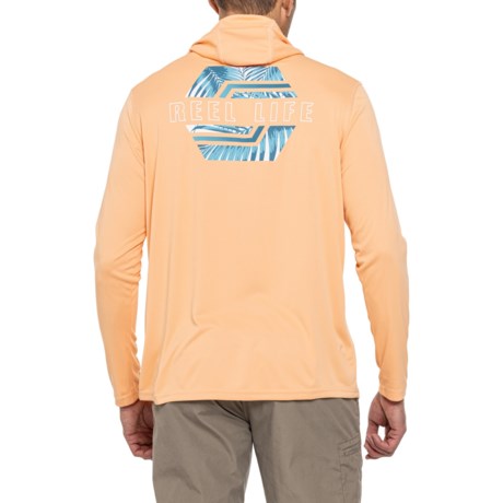 Reel Life Leaf Club Hooded Shirt - UPF 50+, Long Sleeve in Apricot Wash