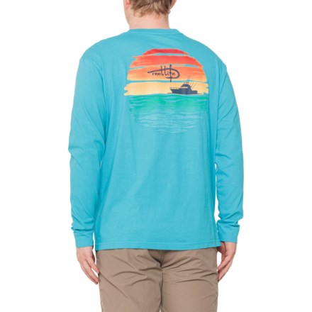 Reel Life Painted Sunset Graphic T-Shirt - Long Sleeve in Horizon Blue