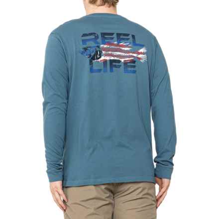 Reel Life Patriotic Bones Graphic T-Shirt - Long Sleeve in Real Teal
