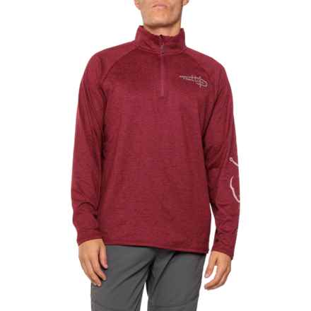 Reel Life Point Break Shirt - UPF 50+, Zip Neck, Long Sleeve in Red Heather