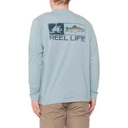 Reel Life Rainbow Rod Graphic T-Shirt - Long Sleeve in Stone Blue