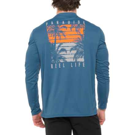 Reel Life Sunset Palm Sun Defender Shirt - UPF 50, Long Sleeve in Dark Blue