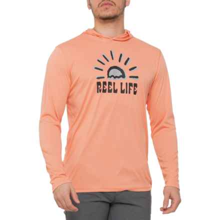 Reel Life Sunset Rays Sun Defender Hooded Shirt - Long Sleeve in Blooming Dahlia