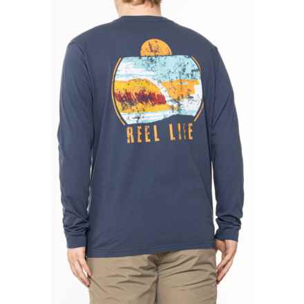 Reel Life Sunset Waves Graphic T-Shirt - Long Sleeve in Dress Blues