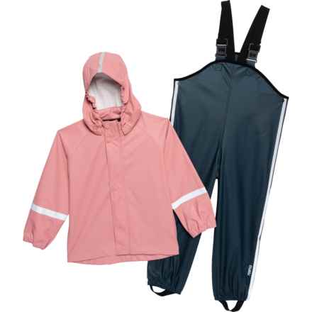 Reima Girls Tihku Rain Coat and Pants Set - Waterproof in Rose Blush