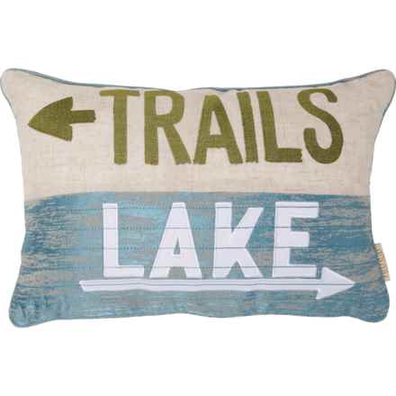 Retreat Embroidered Trails and Lakes Throw Pillow - 14x20” in Denim